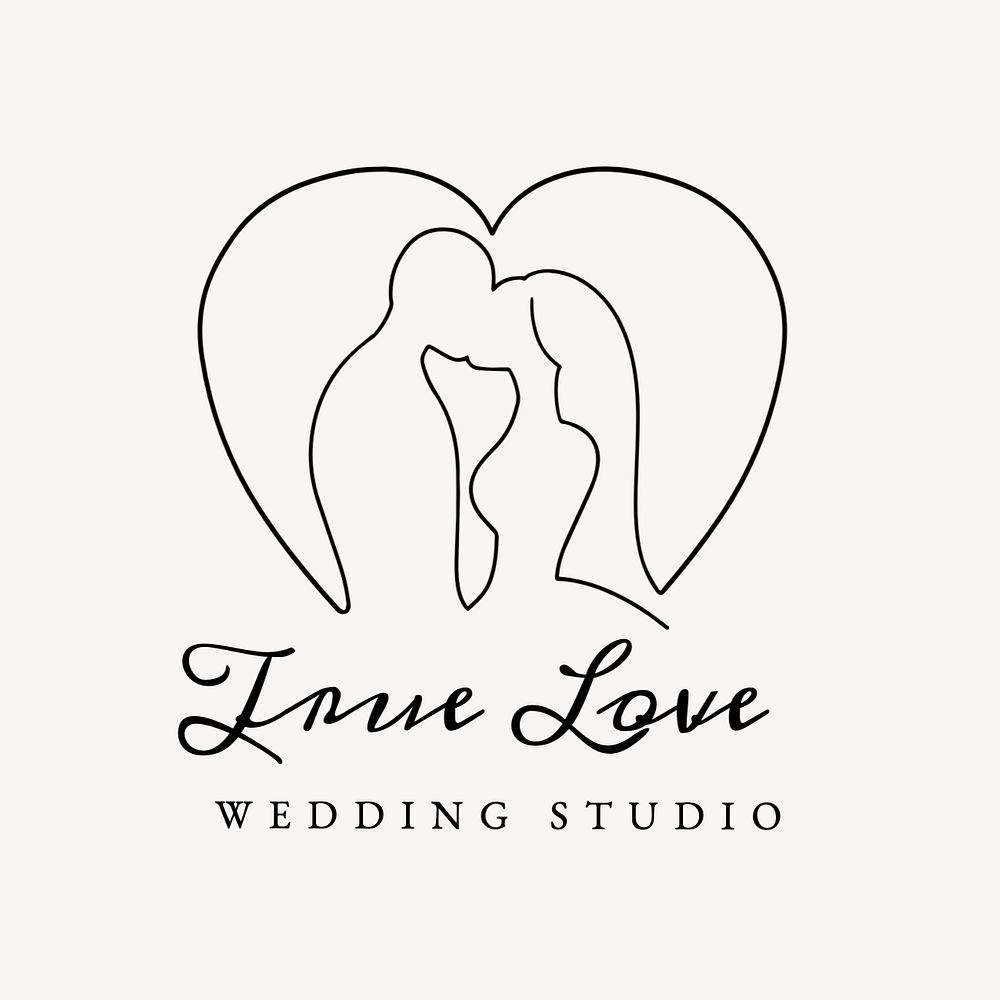 Wedding studio editable logo, minimal line art design