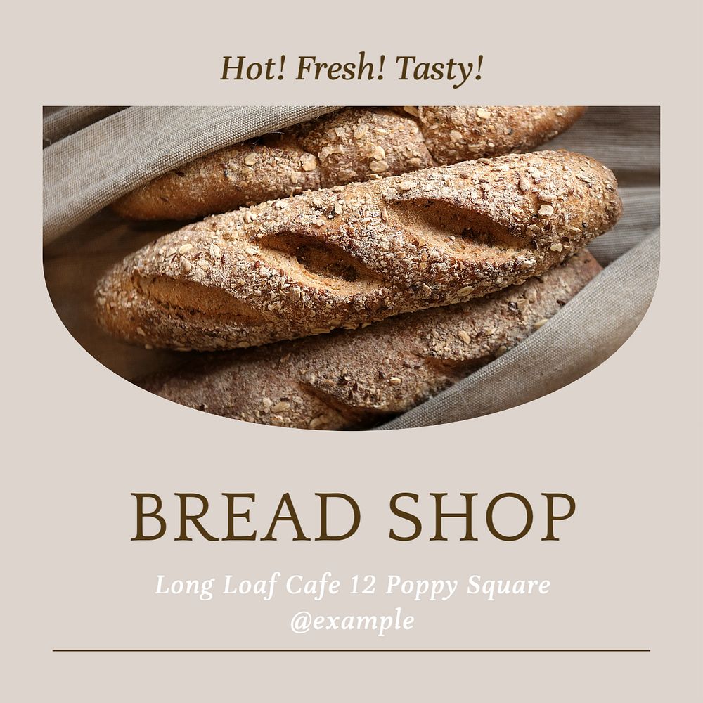 Bread shop  Instagram post template, editable text