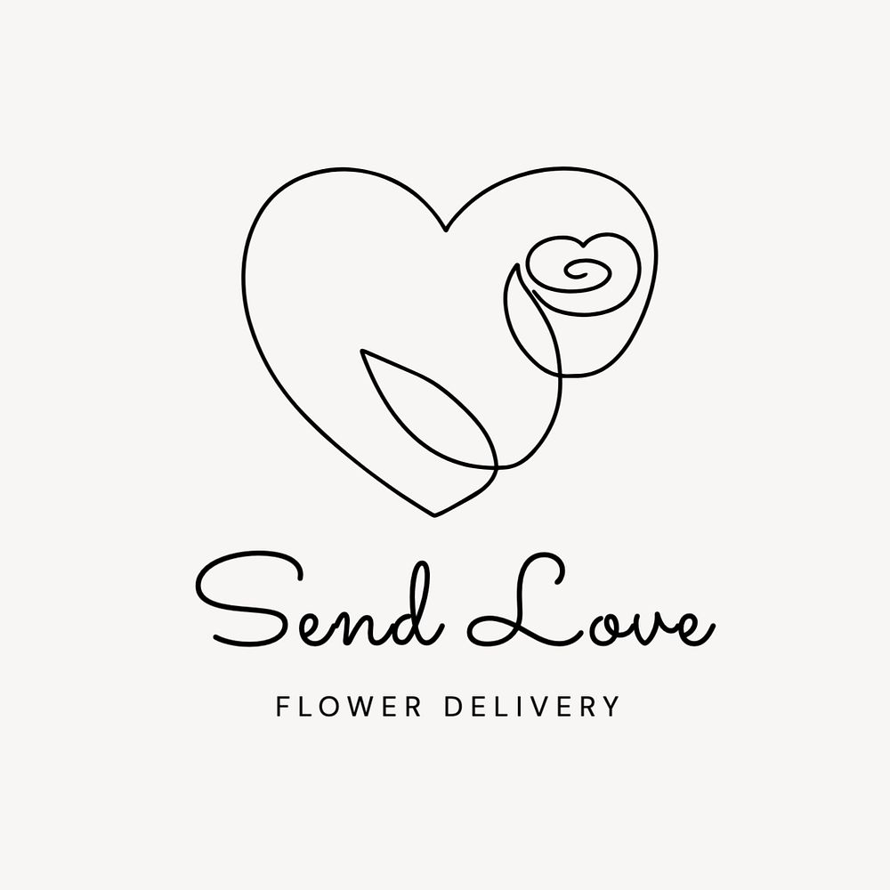 Flower delivery editable logo, minimal line art design