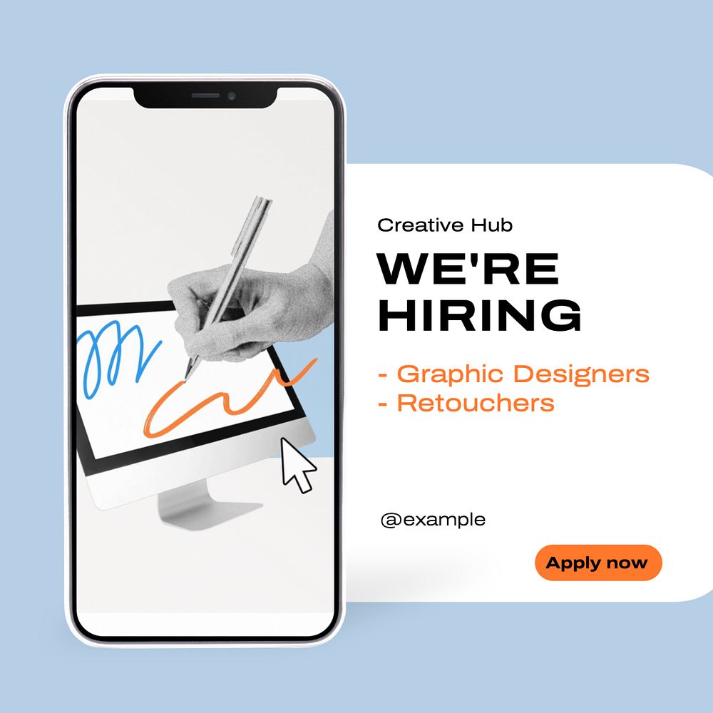 We are hiring  Instagram post template, editable text