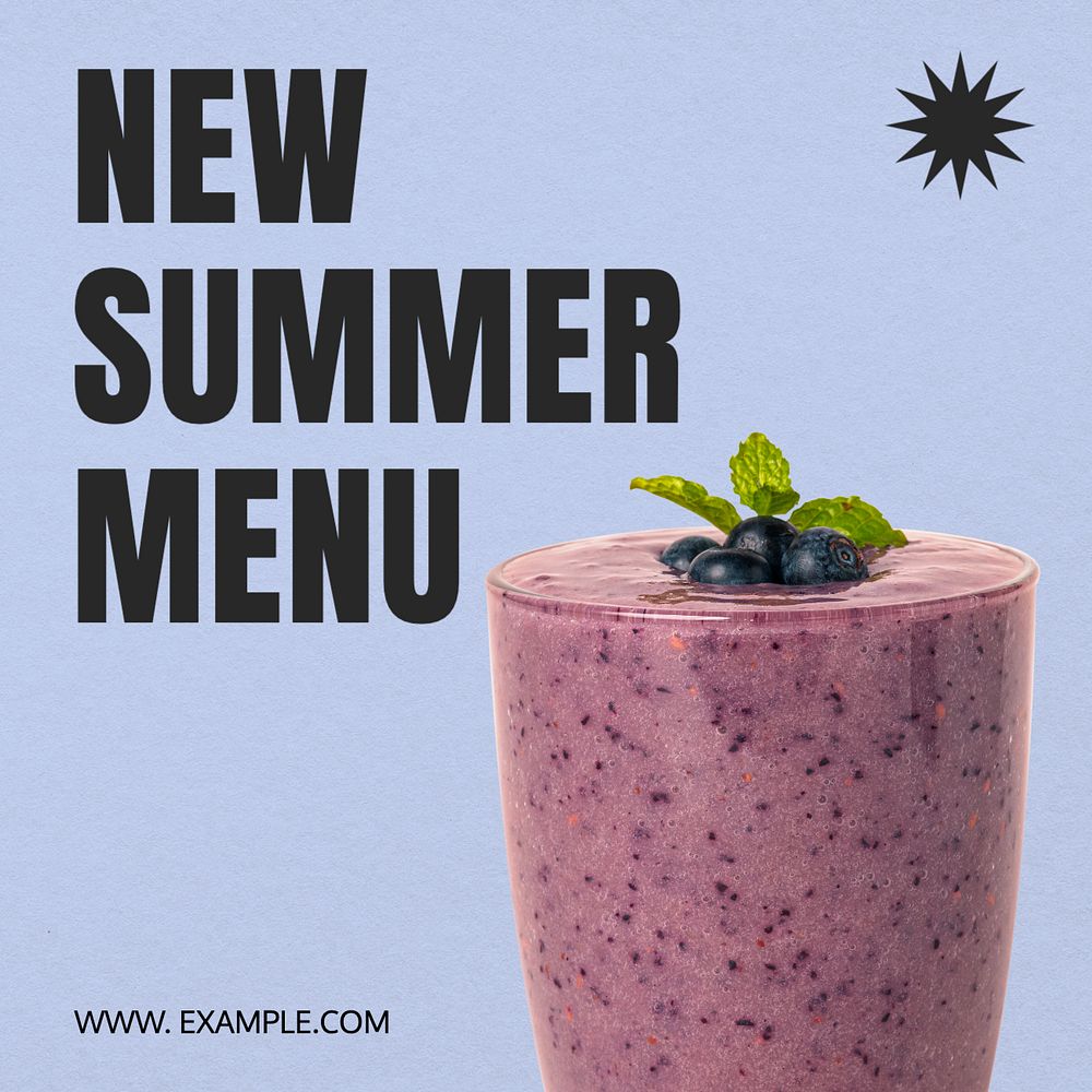 New summer menu Instagram post template, editable text