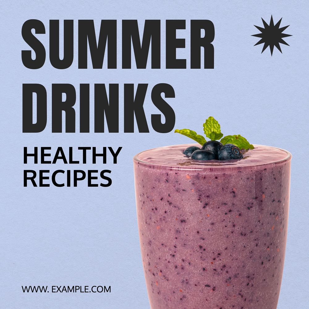 Summer drinks Instagram post template, editable text