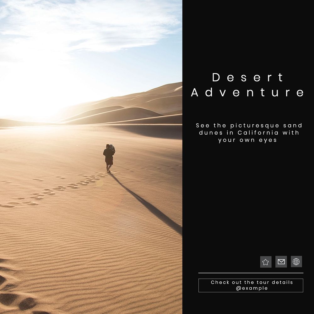 Desert tour  Instagram post template, editable text