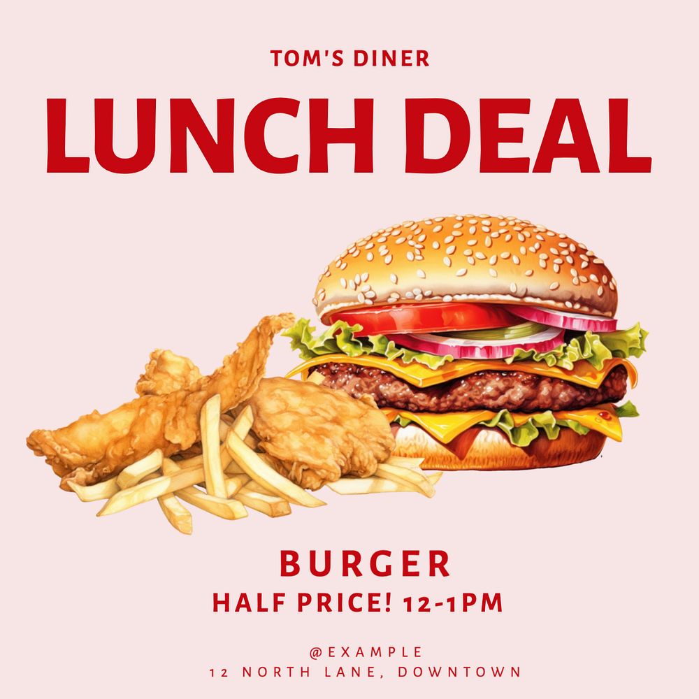 Lunch deal Instagram post template, editable text