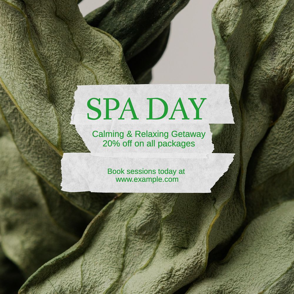 Spa day Instagram post template, editable text