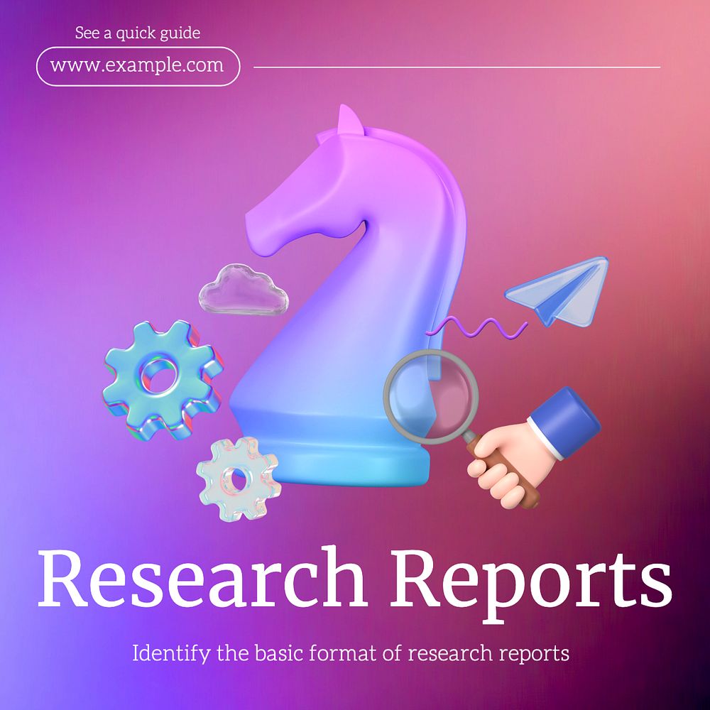 Research reports Instagram post template, editable text