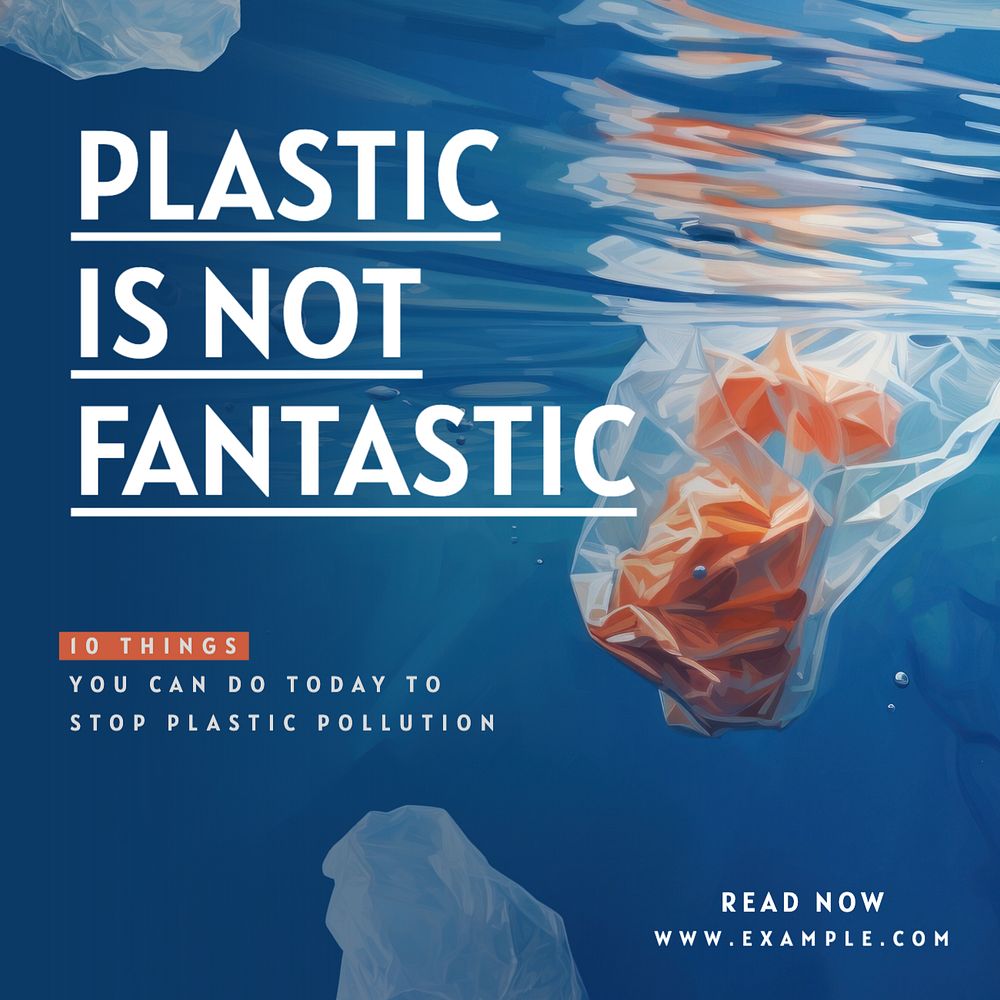 Plastic pollution Instagram post template, editable text