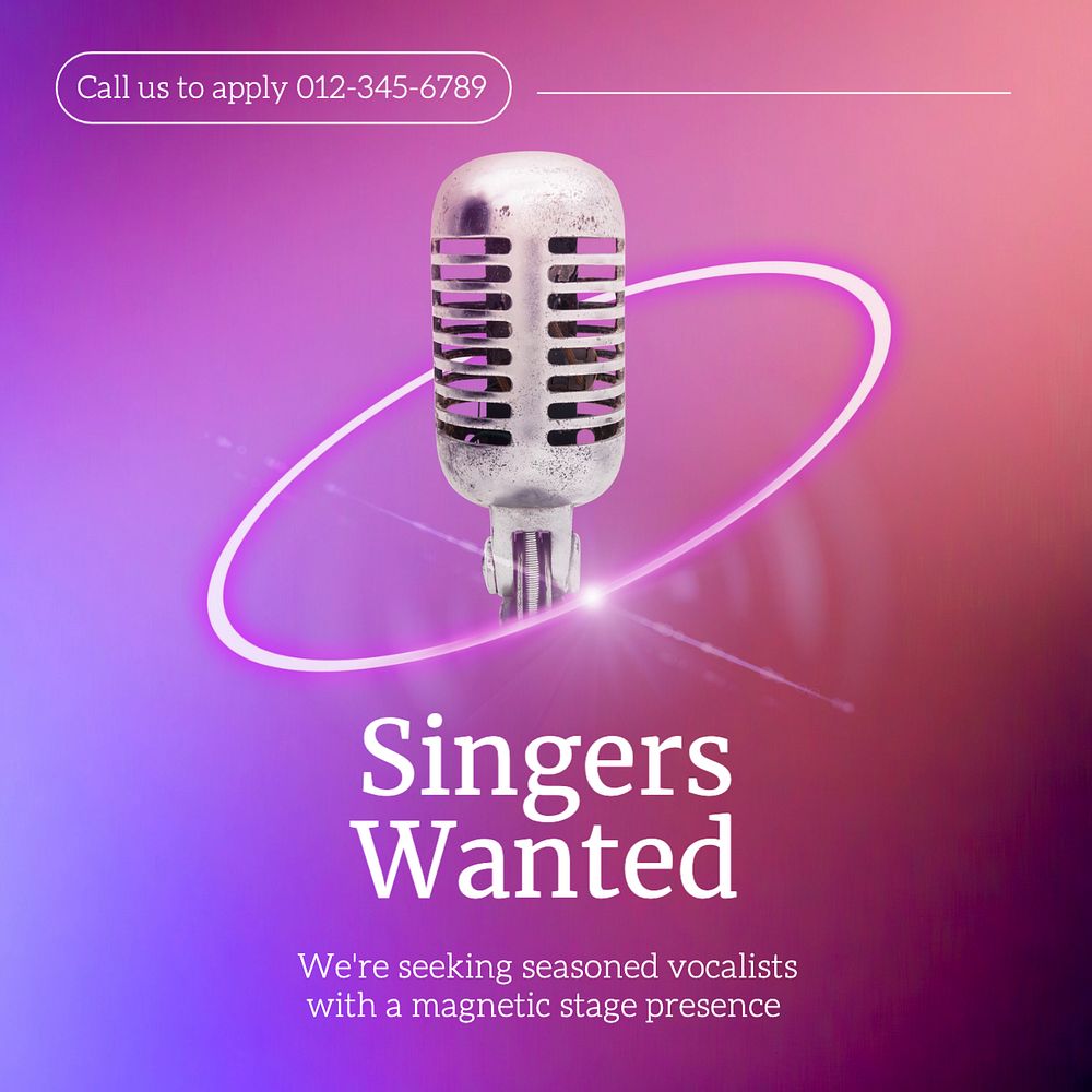 Singers wanted Instagram post template, editable text