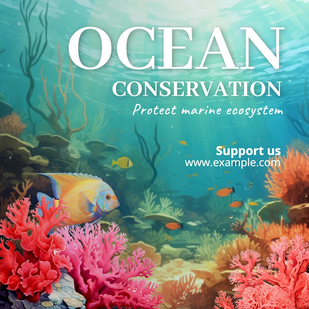 Ocean conservation Instagram post template, editable text