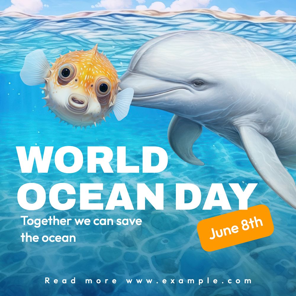 World ocean day Instagram post template, editable text