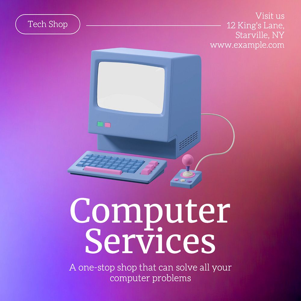 Computer services Instagram post template, editable text