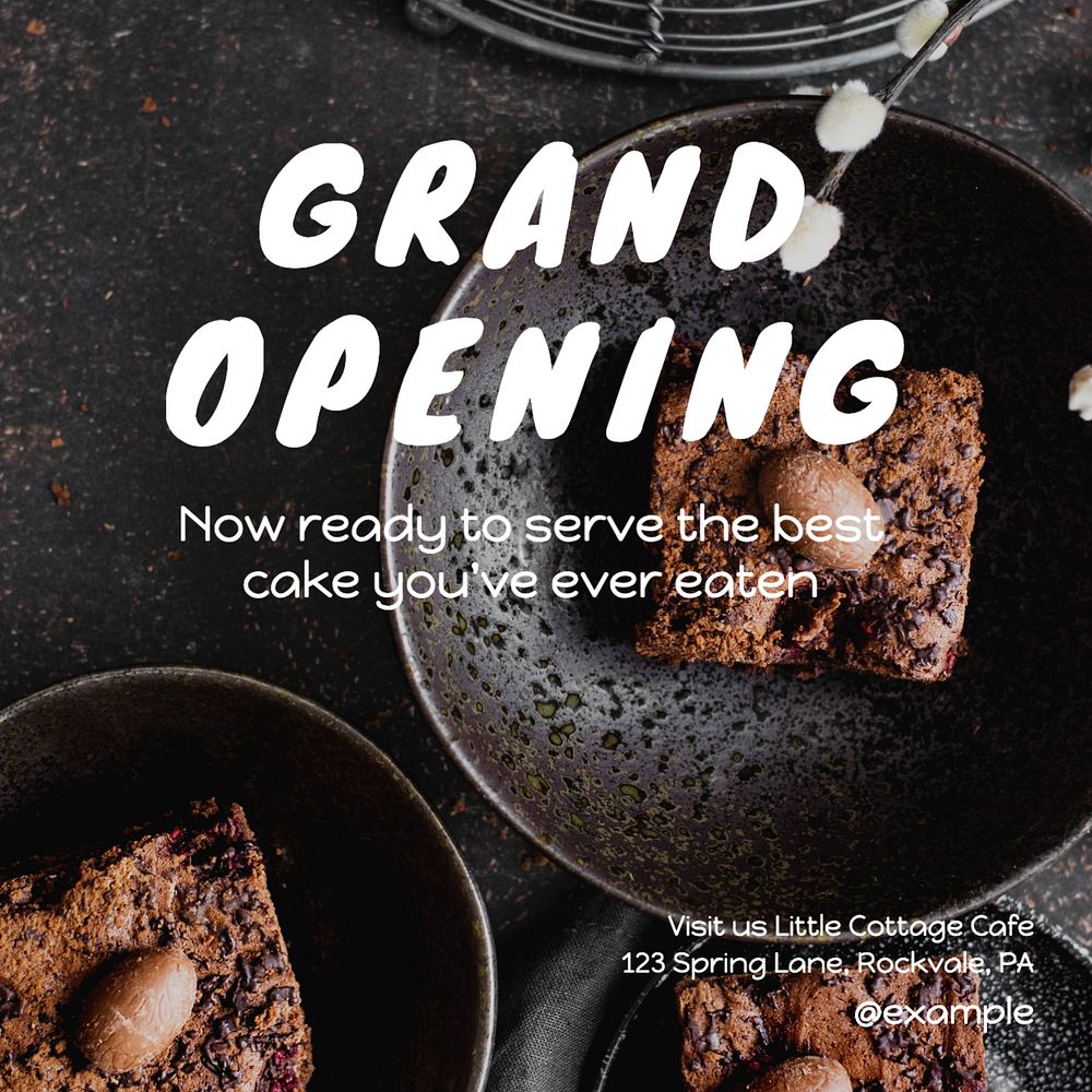 Bakery grand opening  Instagram post template, editable text