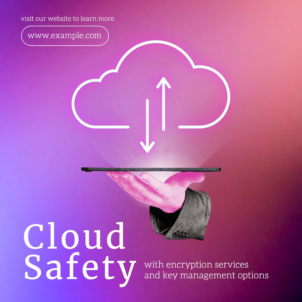 Cloud safety Instagram post template, editable text