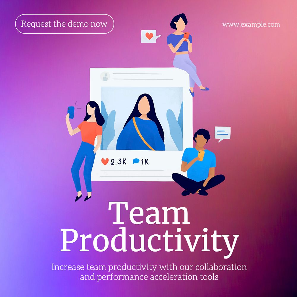 Team productivity Instagram post template, editable text