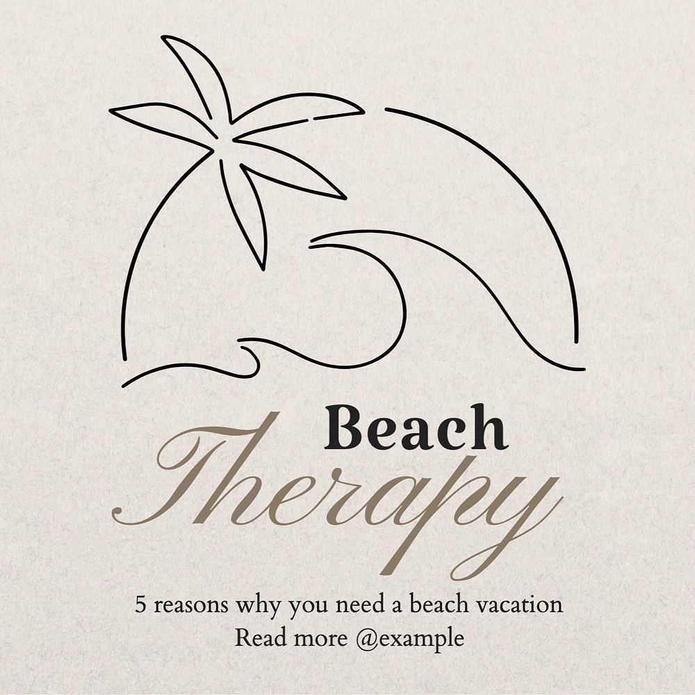 Beach therapy Instagram post template, editable text