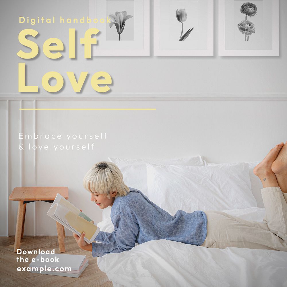 Self love ebook Instagram post template, editable text