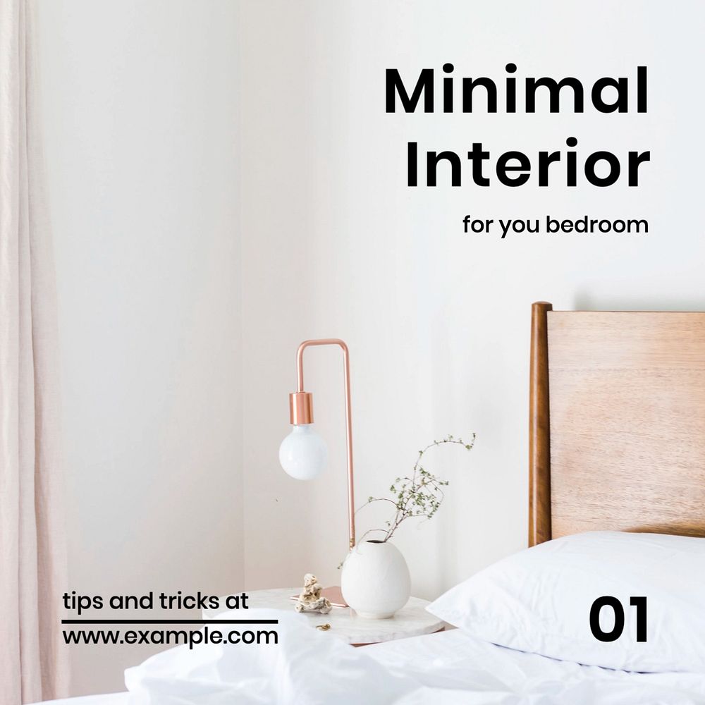 Minimal interior Instagram post template, editable text