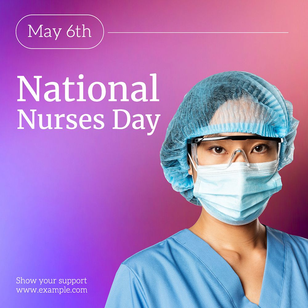 National nurses day Instagram post template, editable text