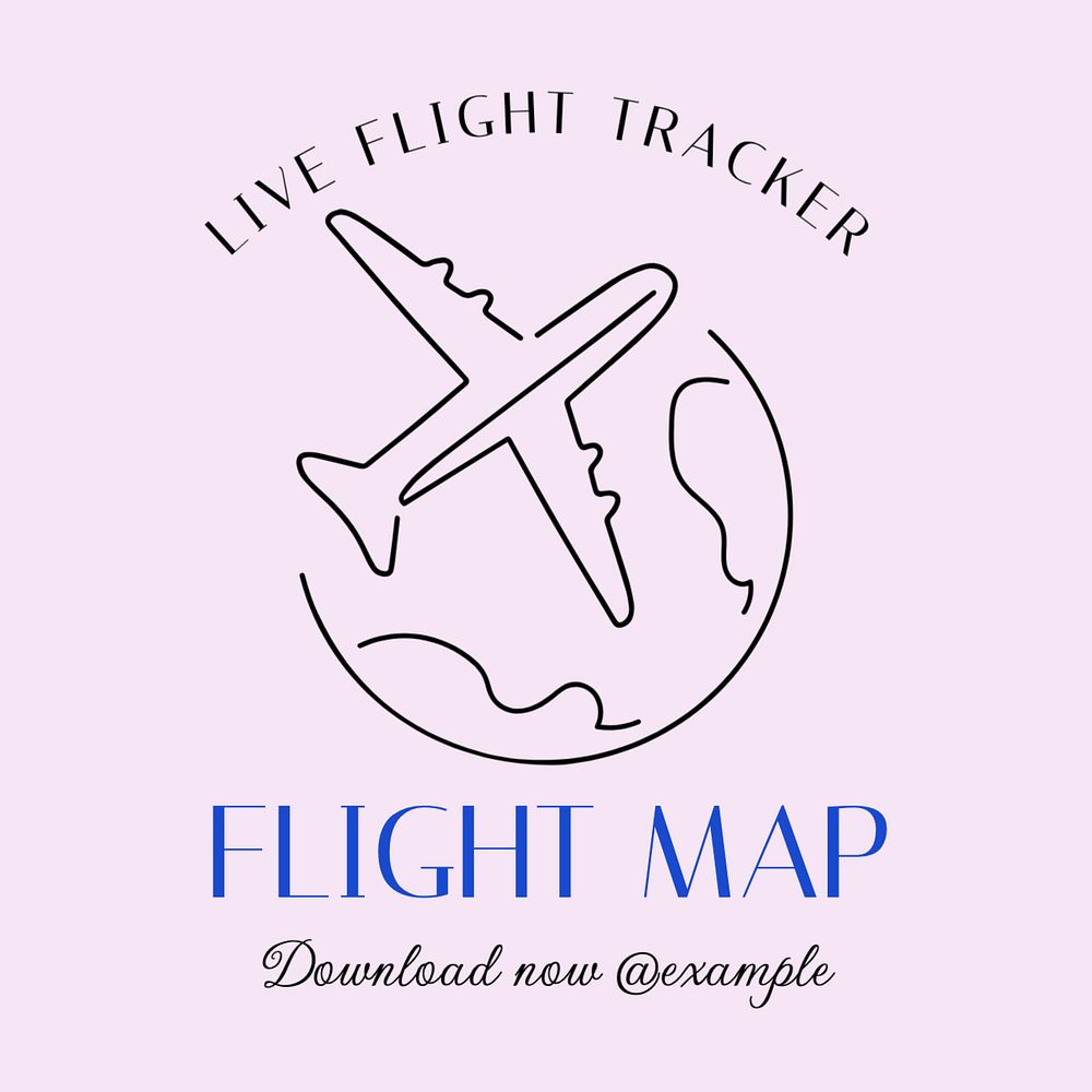 Flight map Instagram post template, editable text