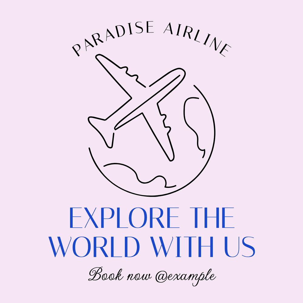 Airline ad Instagram post template, editable text