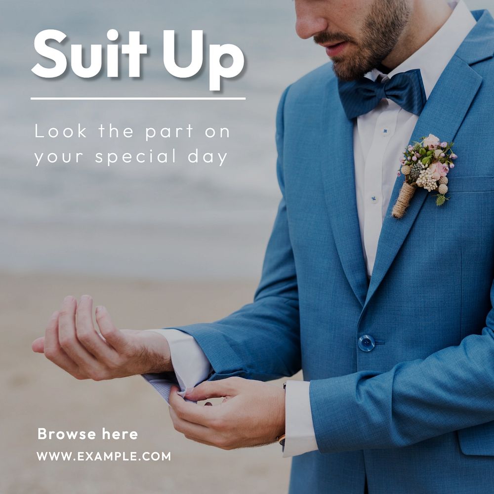 Suit up  Instagram post template, editable text