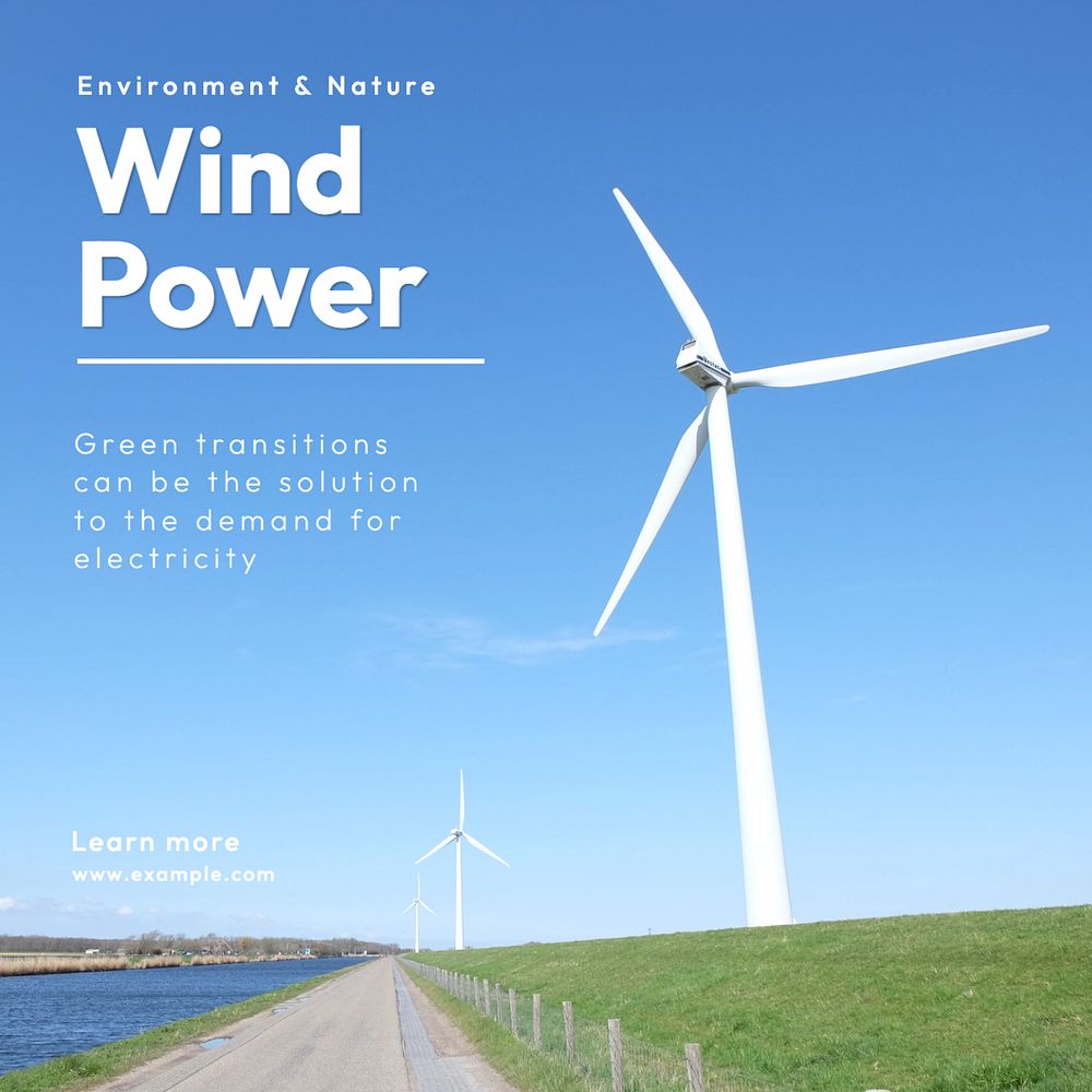 Wind power  Instagram post template, editable text