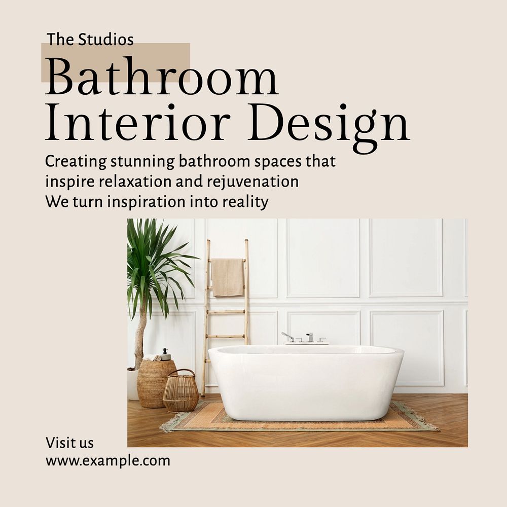 Bathroom Interior design Instagram post template, editable text