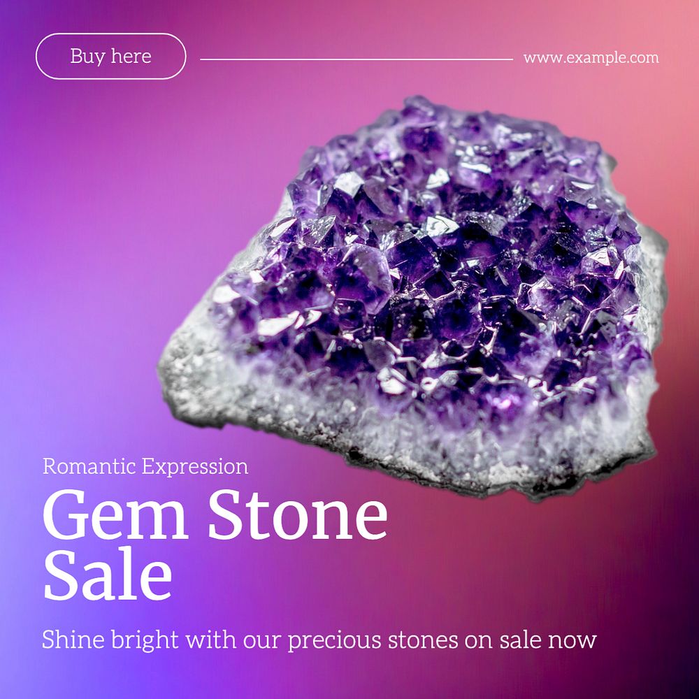 Gem stone Instagram post template, editable text