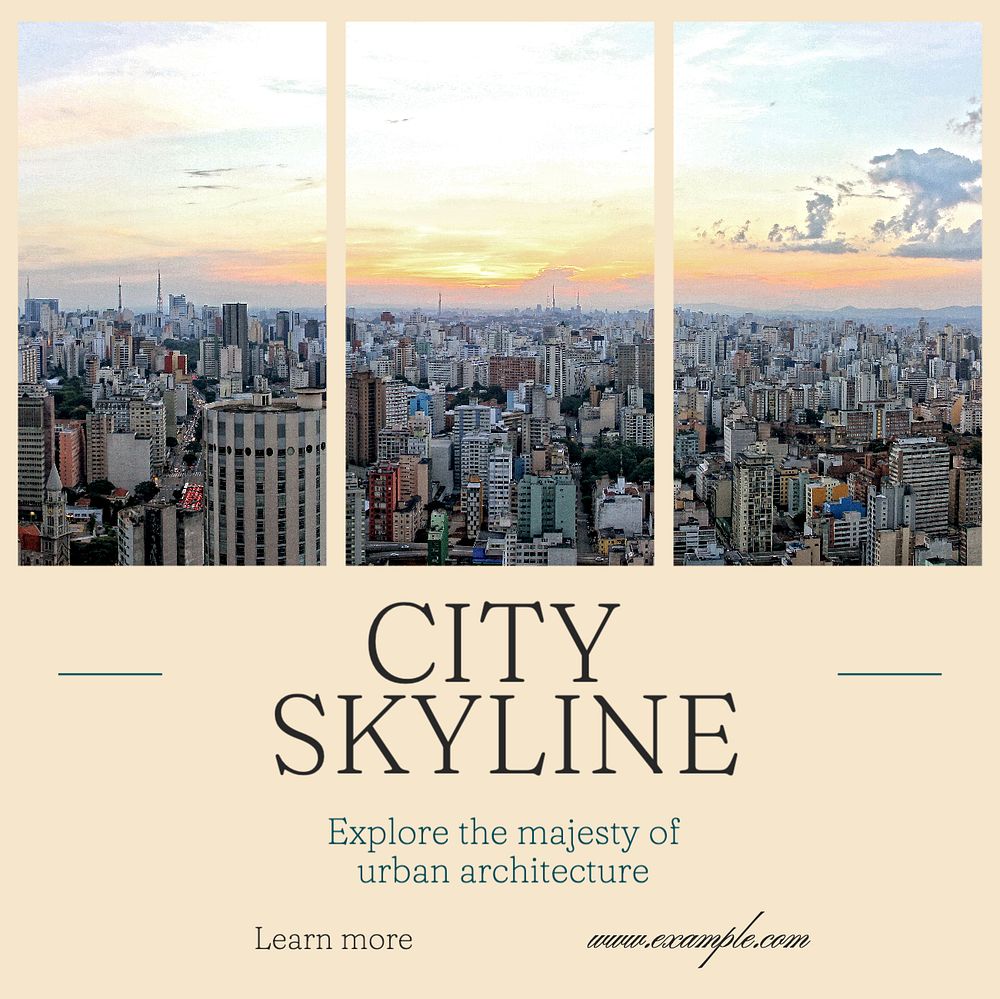 City skyline Instagram post template, editable text