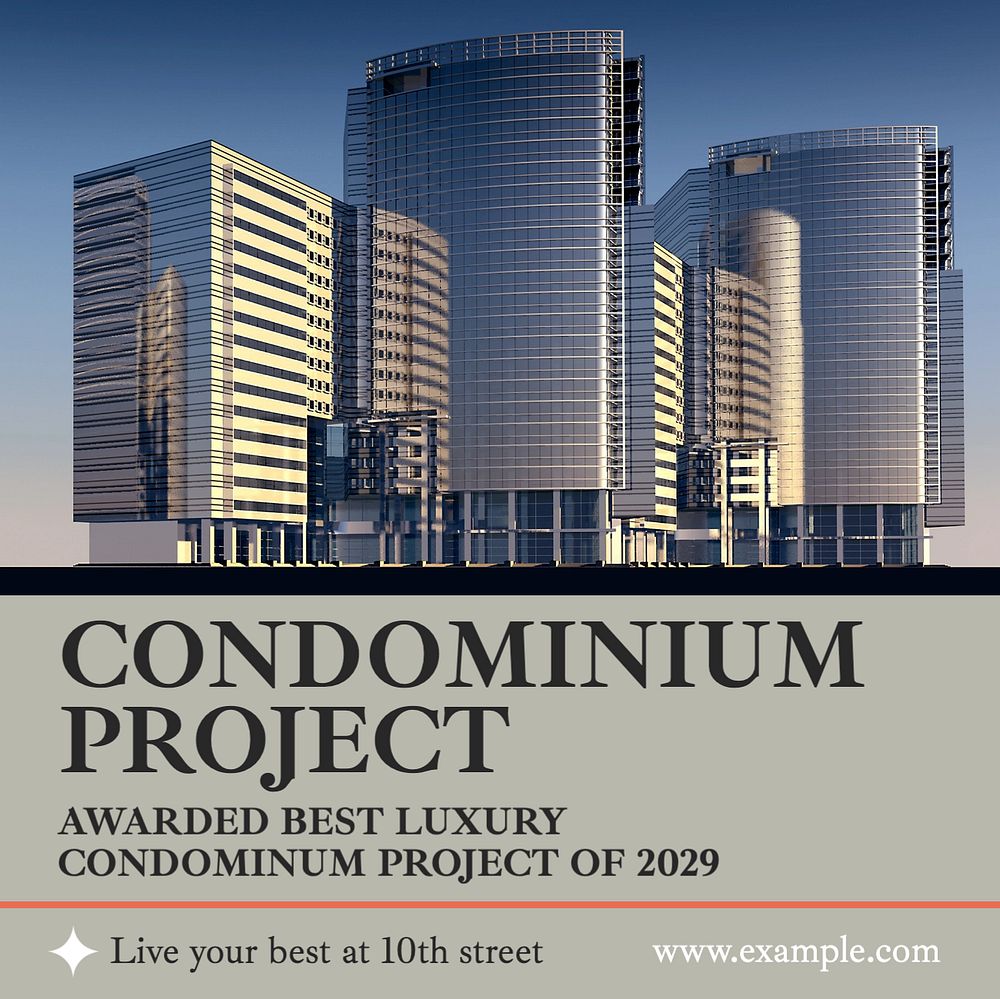 Condominium project Instagram post template, editable text