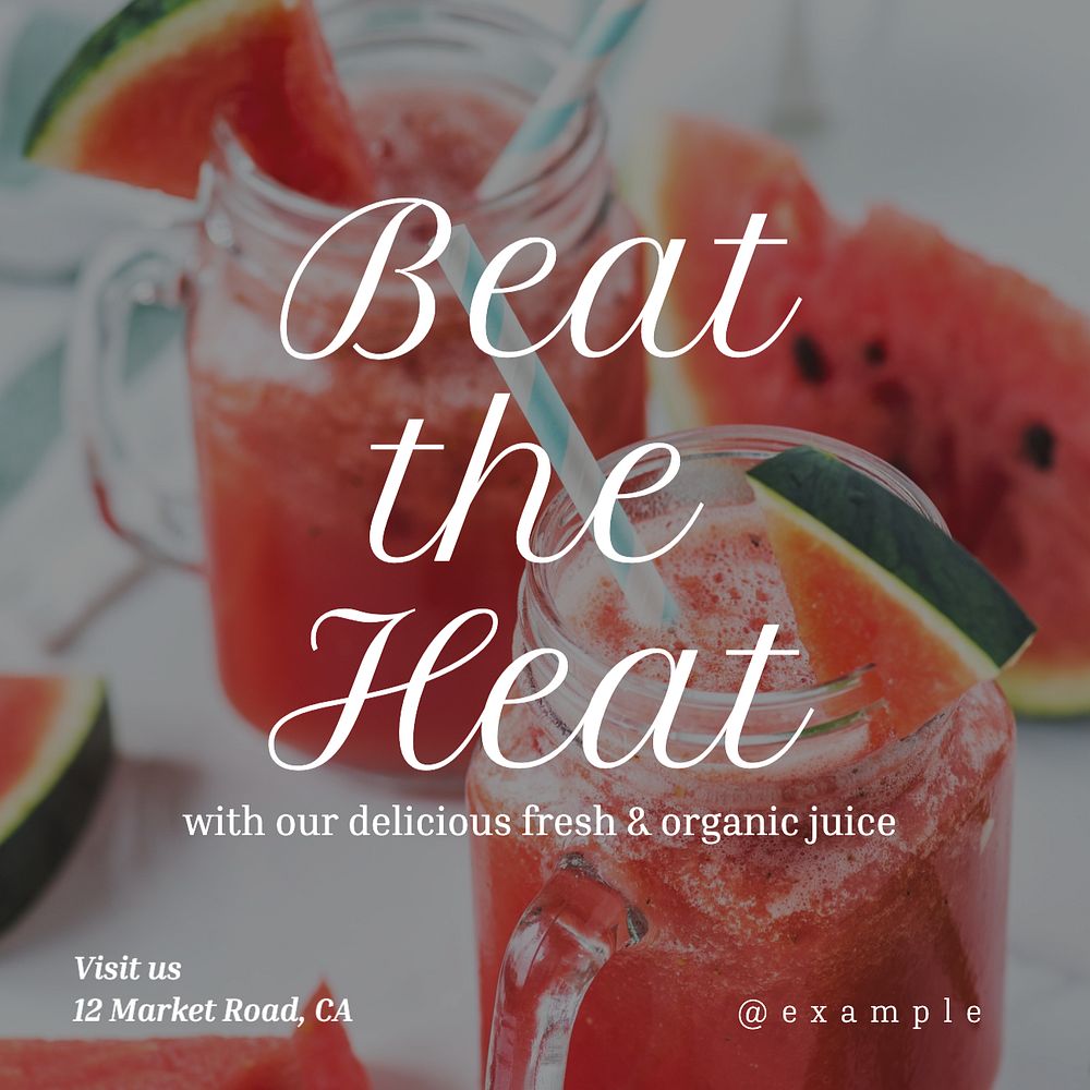 Summer drink  Instagram post template, editable text