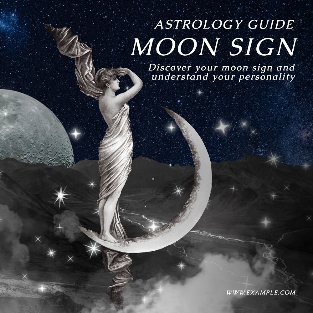 Moon astrology  Instagram post template, editable text