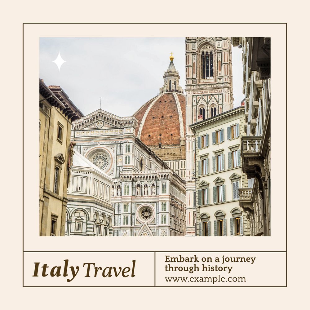 Italy travel Instagram post template, editable text