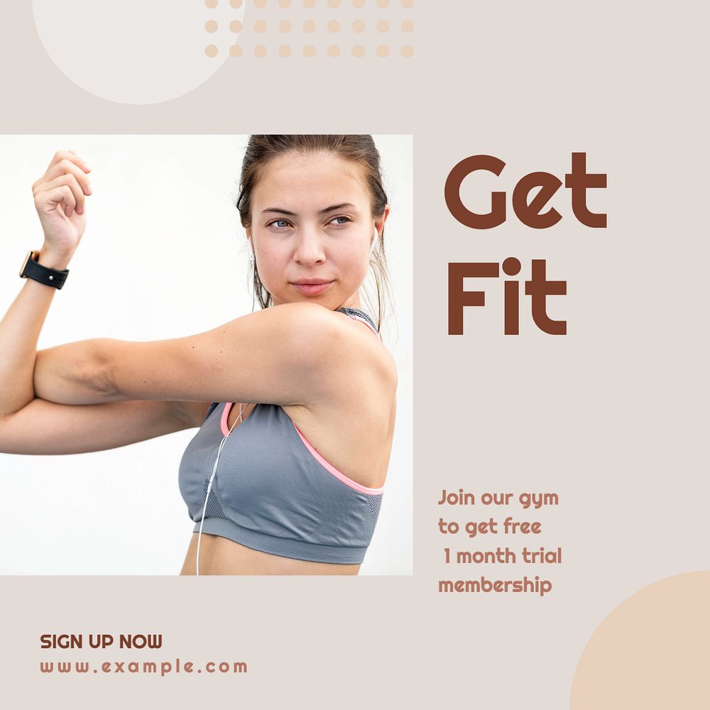 Get fit Instagram post template, editable text