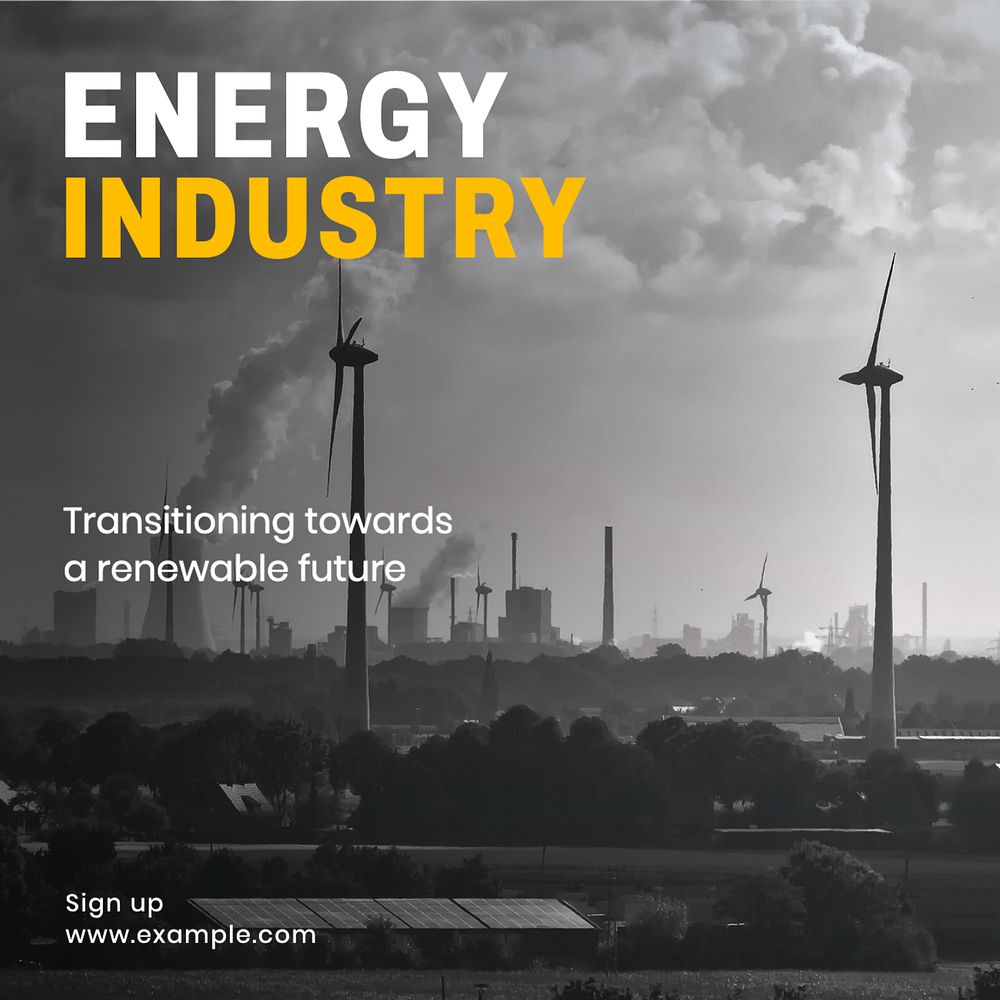 Energy industry  Instagram post template, editable text