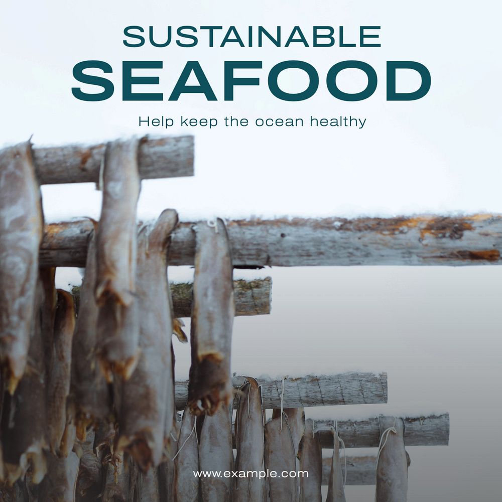 Sustainable seafood  Instagram post template, editable text