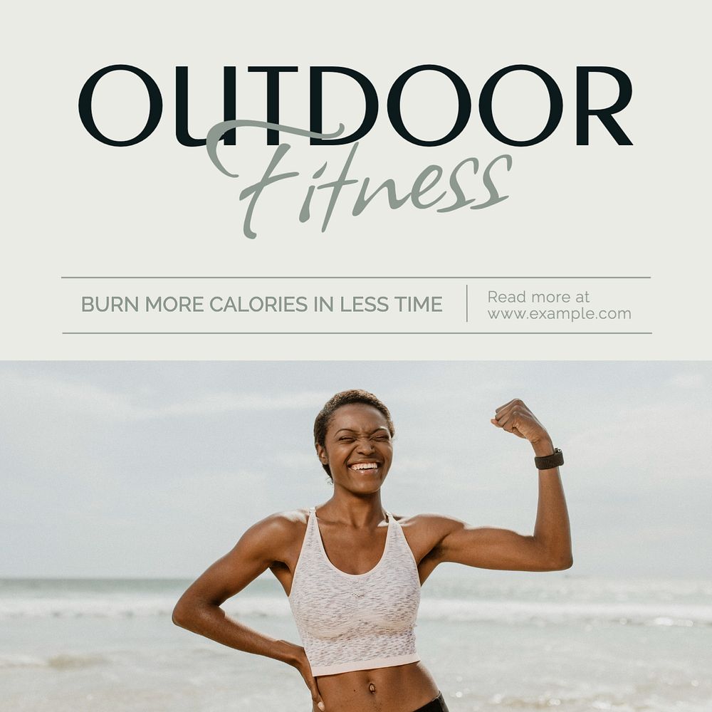 Outdoor fitness Instagram post template, editable text