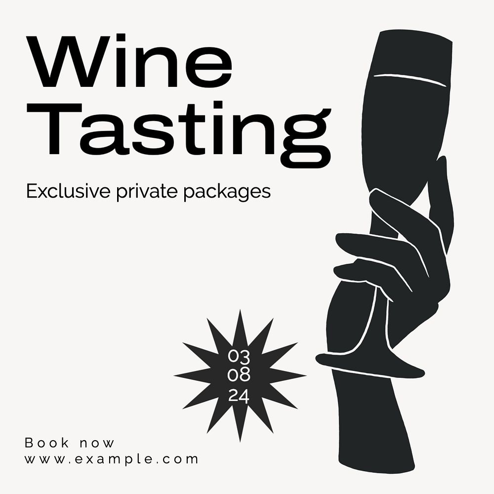 Wine tasting Instagram post template, editable text