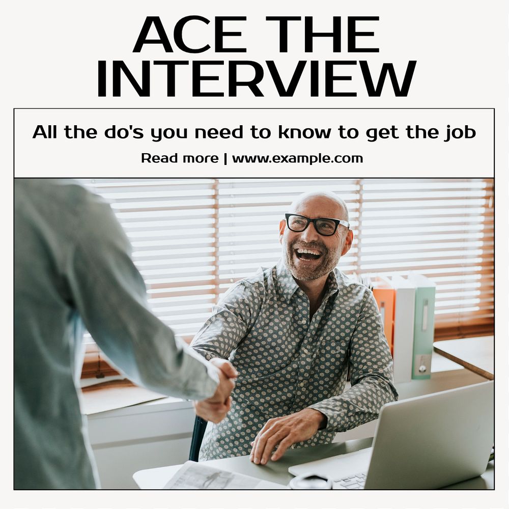 Interview tips Instagram post template, editable text