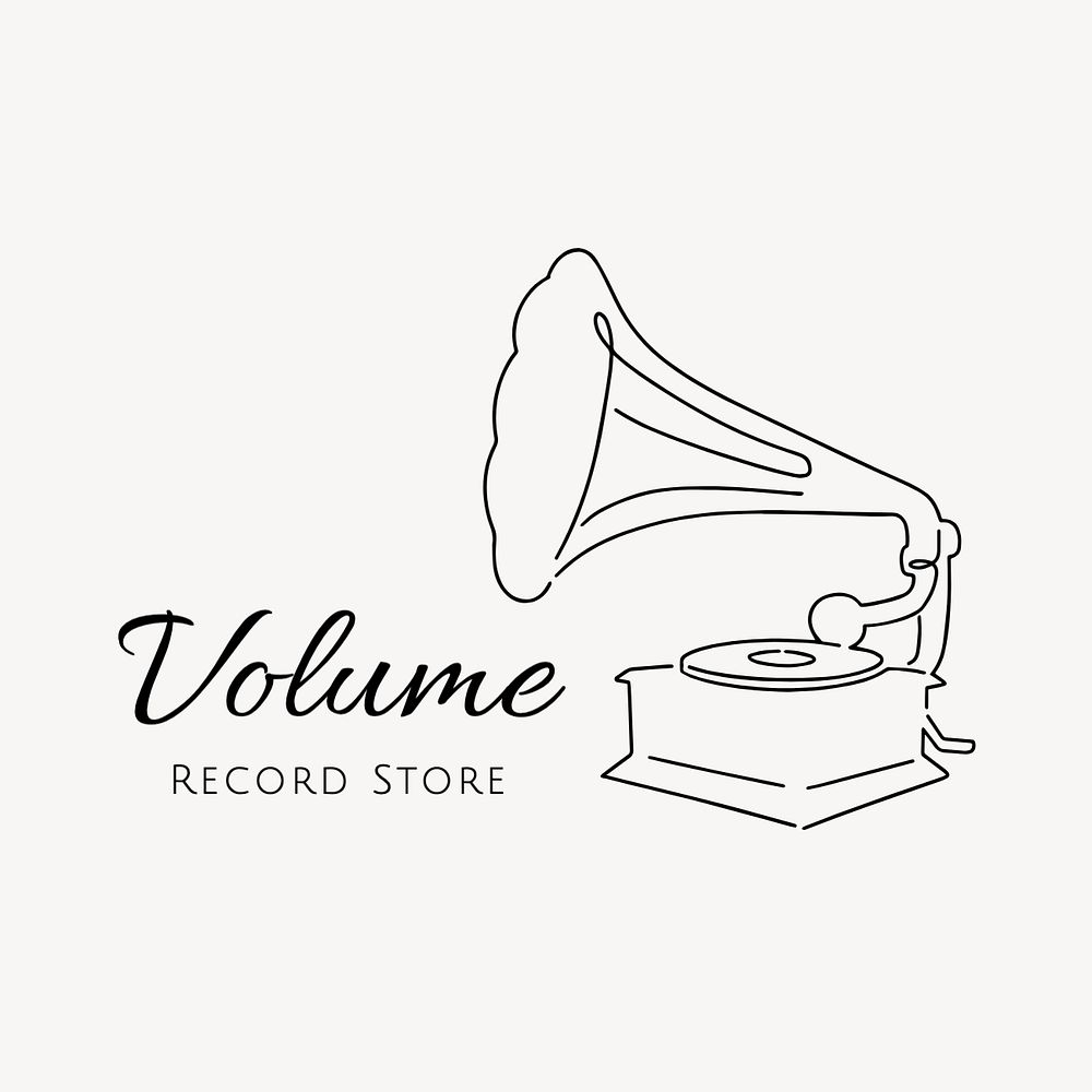 Record store editable logo, minimal line art design