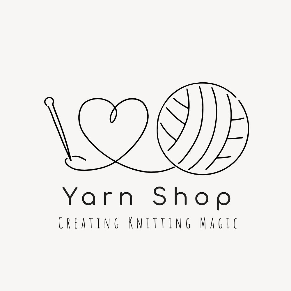 Yarn shop editable logo, minimal line art design