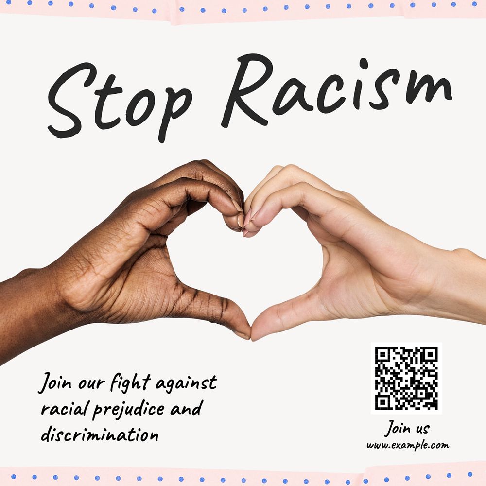 Stop racism Instagram post template, editable design