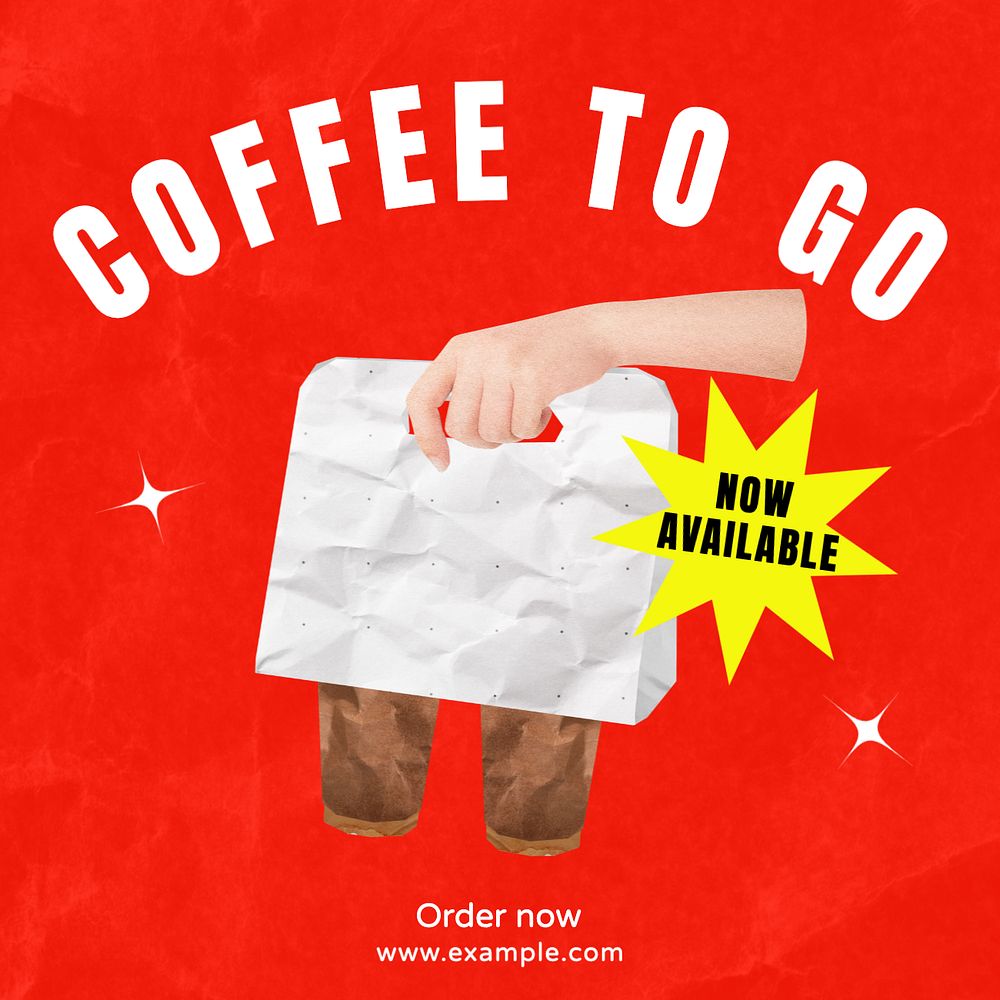 Coffee to go Instagram post template, editable text