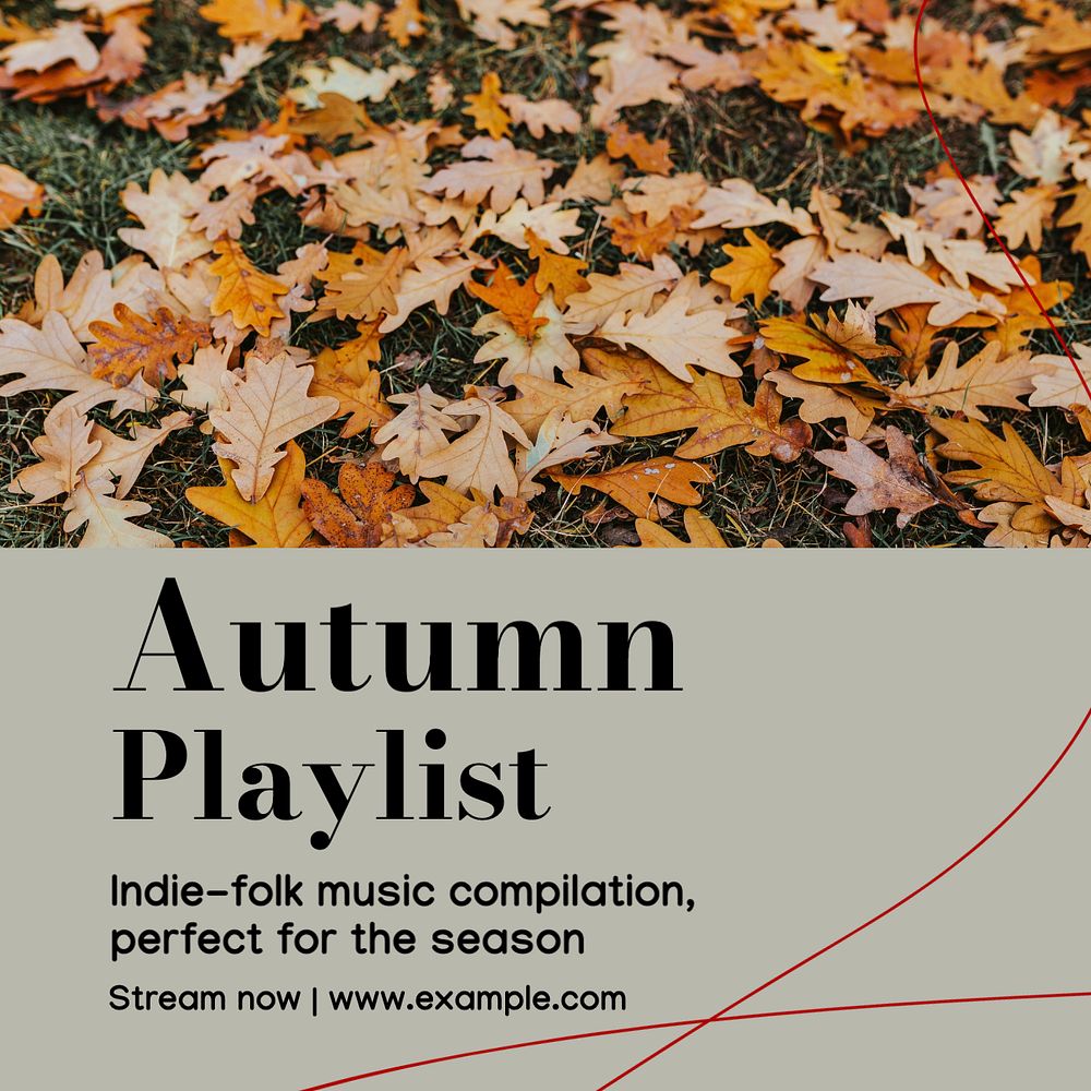 Autumn playlist Instagram post template, editable design