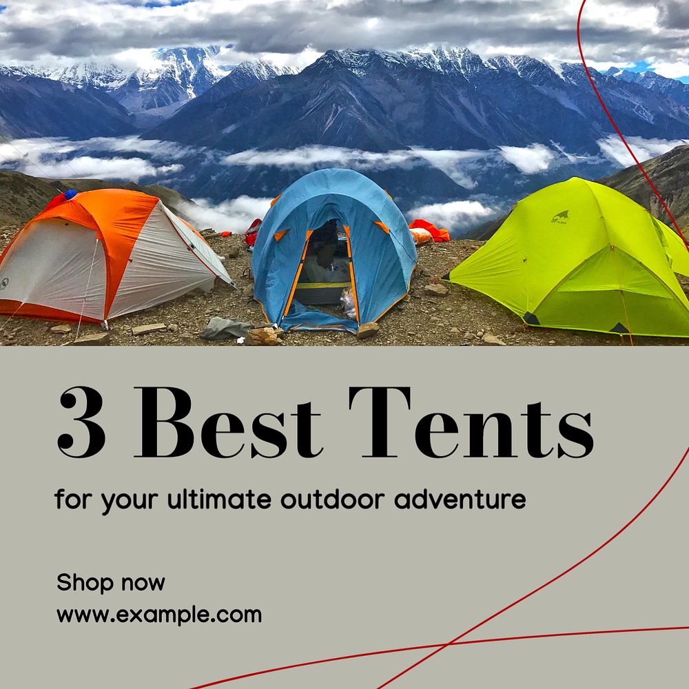 Best tents Instagram post template, editable design