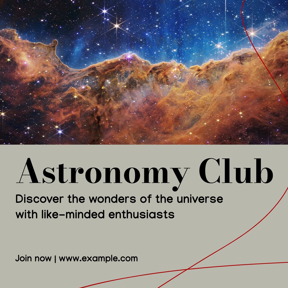 Astronomy club Instagram post template, editable design