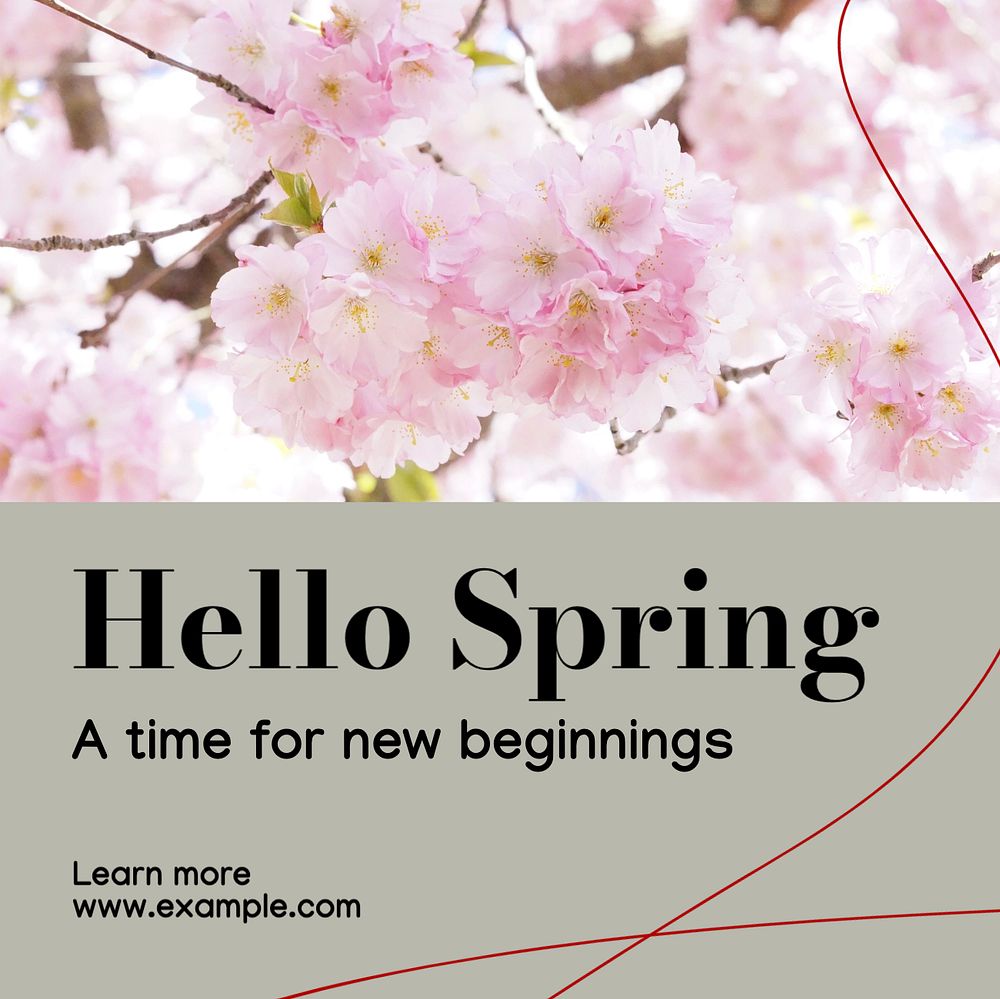 Hello spring Instagram post template, editable design