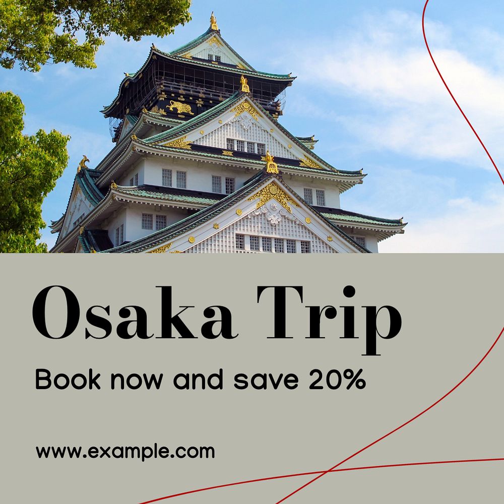 Osaka trip Instagram post template, editable design