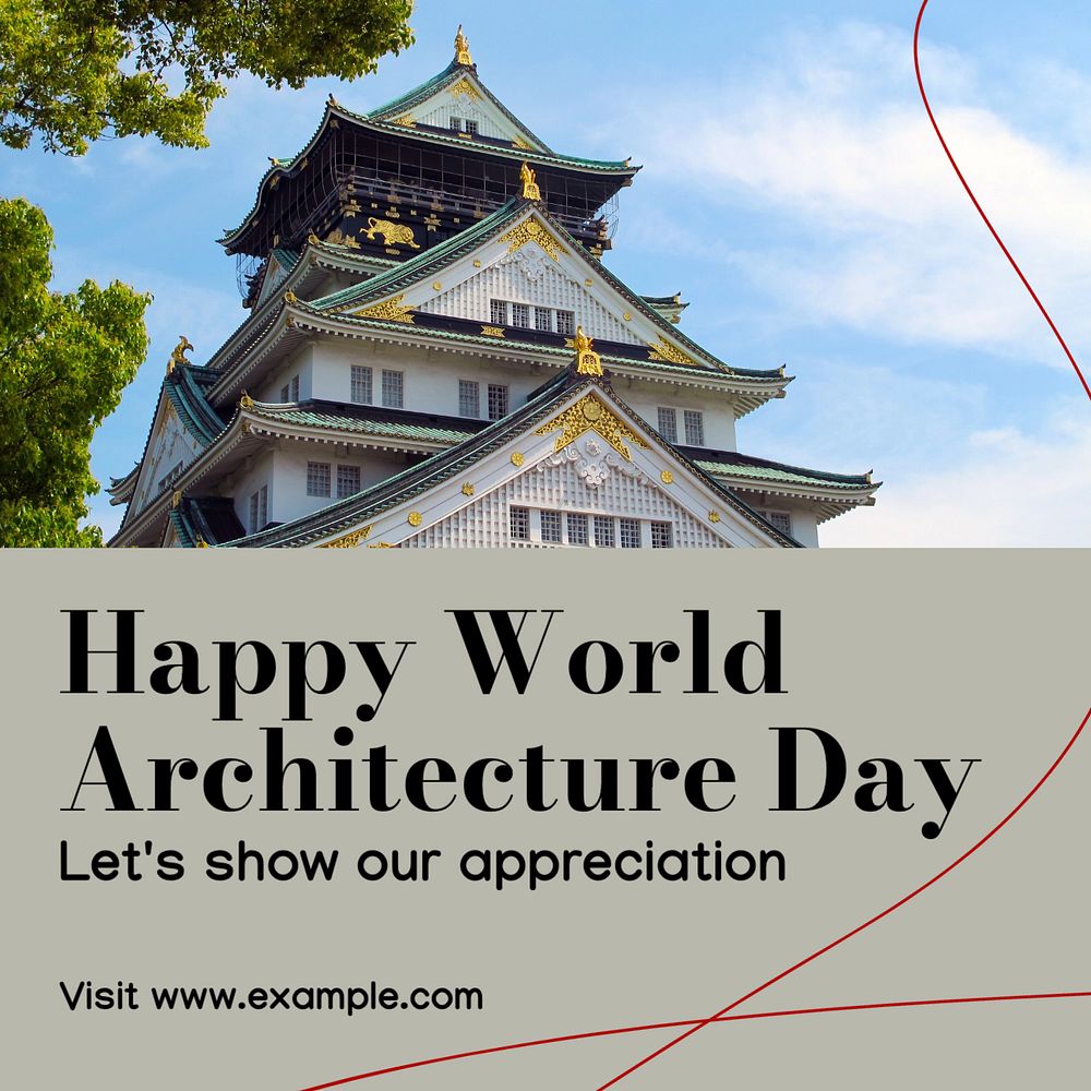 World architecture day Instagram post template, editable design