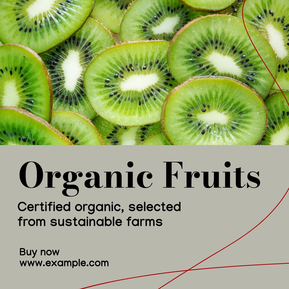 Organic fruits Instagram post template, editable design